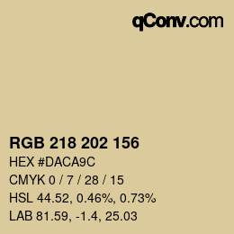 カラーコード: RGB 218 202 156 | qconv.com