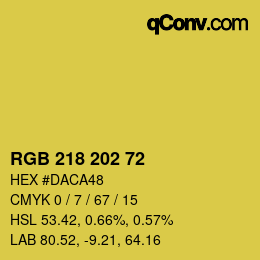Color code: RGB 218 202 72 | qconv.com