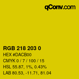 カラーコード: RGB 218 203 0 | qconv.com