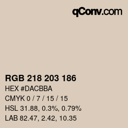 颜色代码: RGB 218 203 186 | qconv.com