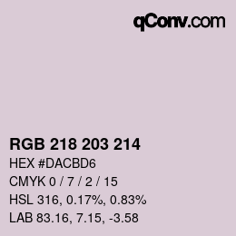 Color code: RGB 218 203 214 | qconv.com