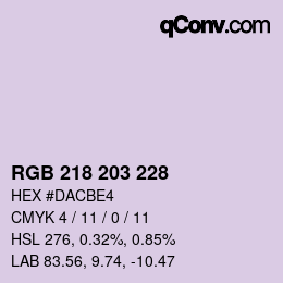 Farbcode: RGB 218 203 228 | qconv.com