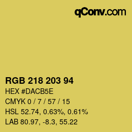 Farbcode: RGB 218 203 94 | qconv.com