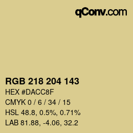 Color code: RGB 218 204 143 | qconv.com
