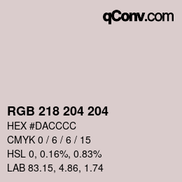 Color code: RGB 218 204 204 | qconv.com