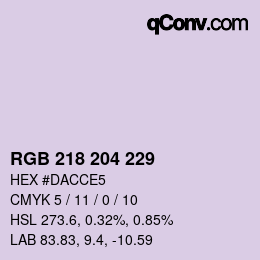 Color code: RGB 218 204 229 | qconv.com