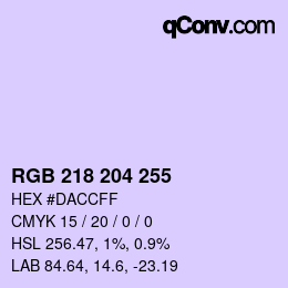 Color code: RGB 218 204 255 | qconv.com