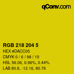 Color code: RGB 218 204 5 | qconv.com