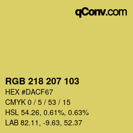 Color code: RGB 218 207 103 | qconv.com