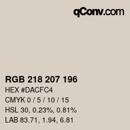 颜色代码: RGB 218 207 196 | qconv.com