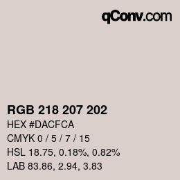 颜色代码: RGB 218 207 202 | qconv.com