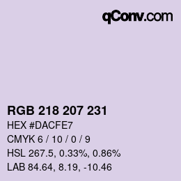 Color code: RGB 218 207 231 | qconv.com