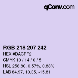 Color code: RGB 218 207 242 | qconv.com