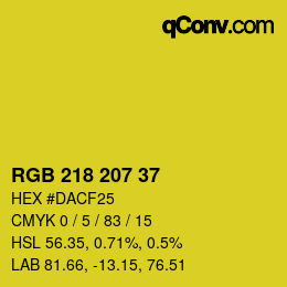 Color code: RGB 218 207 37 | qconv.com