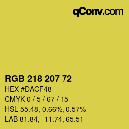 カラーコード: RGB 218 207 72 | qconv.com