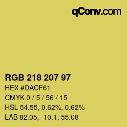 Color code: RGB 218 207 97 | qconv.com