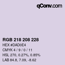 颜色代码: RGB 218 208 228 | qconv.com