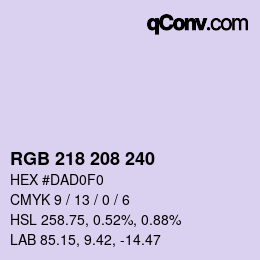 Color code: RGB 218 208 240 | qconv.com