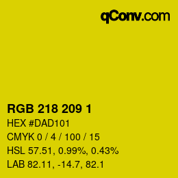 Color code: RGB 218 209 1 | qconv.com