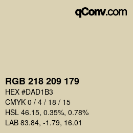Color code: RGB 218 209 179 | qconv.com