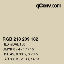 Color code: RGB 218 209 182 | qconv.com