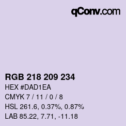 カラーコード: RGB 218 209 234 | qconv.com