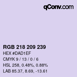 カラーコード: RGB 218 209 239 | qconv.com