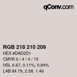 カラーコード: RGB 218 210 209 | qconv.com