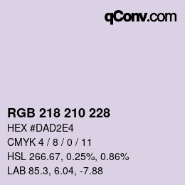 颜色代码: RGB 218 210 228 | qconv.com