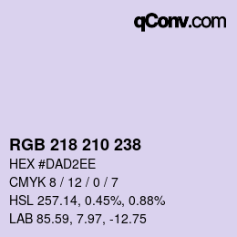 Color code: RGB 218 210 238 | qconv.com