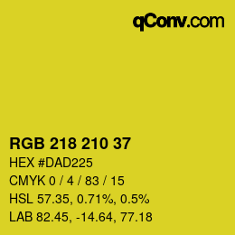 カラーコード: RGB 218 210 37 | qconv.com