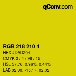 Color code: RGB 218 210 4 | qconv.com