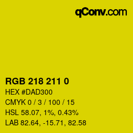 颜色代码: RGB 218 211 0 | qconv.com
