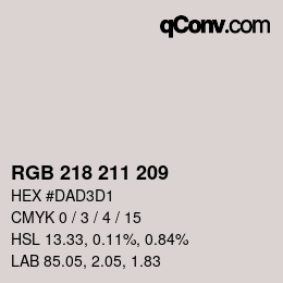 Color code: RGB 218 211 209 | qconv.com