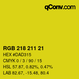 Color code: RGB 218 211 21 | qconv.com