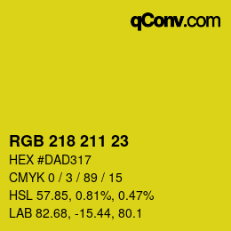 Color code: RGB 218 211 23 | qconv.com