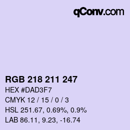 カラーコード: RGB 218 211 247 | qconv.com
