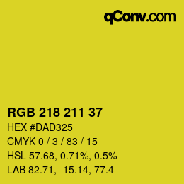 Color code: RGB 218 211 37 | qconv.com
