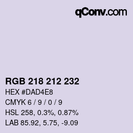 Color code: RGB 218 212 232 | qconv.com