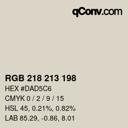 Color code: RGB 218 213 198 | qconv.com