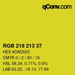 Color code: RGB 218 213 37 | qconv.com