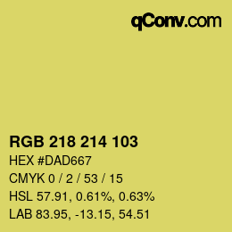 Color code: RGB 218 214 103 | qconv.com