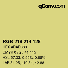 Color code: RGB 218 214 128 | qconv.com