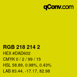 カラーコード: RGB 218 214 2 | qconv.com