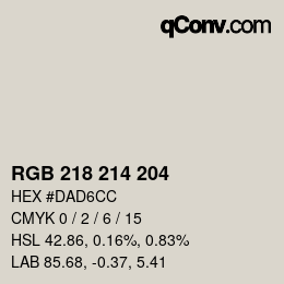 カラーコード: RGB 218 214 204 | qconv.com