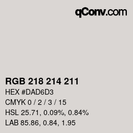 カラーコード: RGB 218 214 211 | qconv.com