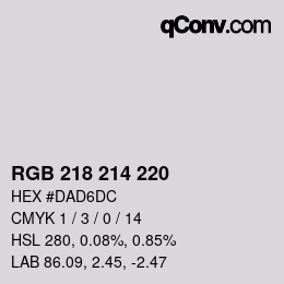 カラーコード: RGB 218 214 220 | qconv.com