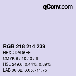 Color code: RGB 218 214 239 | qconv.com