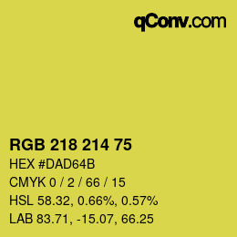 Color code: RGB 218 214 75 | qconv.com