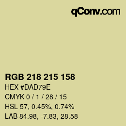 Color code: RGB 218 215 158 | qconv.com